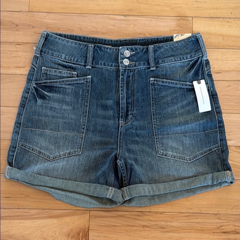 Pilcro Blue Jean Shorts High-Waisted Cuffed